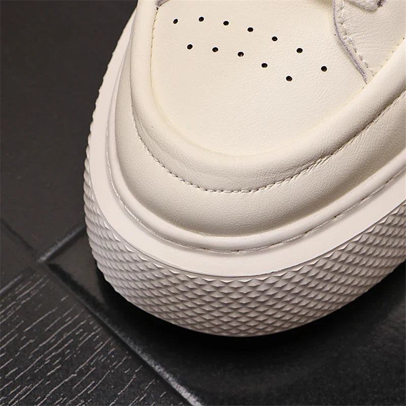 Sapatos casuais de skate masculino, sapatilhas brancas, nova moda, outono