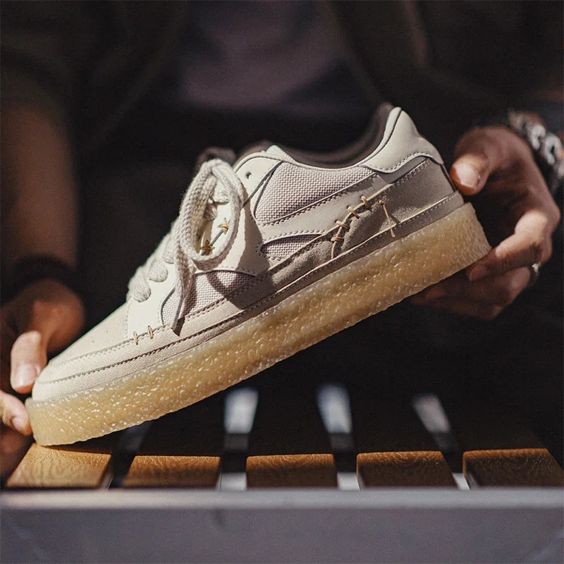 Sapatilhas Maden tridimensionais masculinas, calçados casuais versáteis, sapatos de elevação de sola grossa, respiráveis, desconstruídos, clássicos