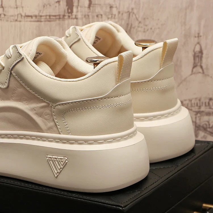 Sapato de couro casual masculino, tênis skate, sapatilhas, moda, novo