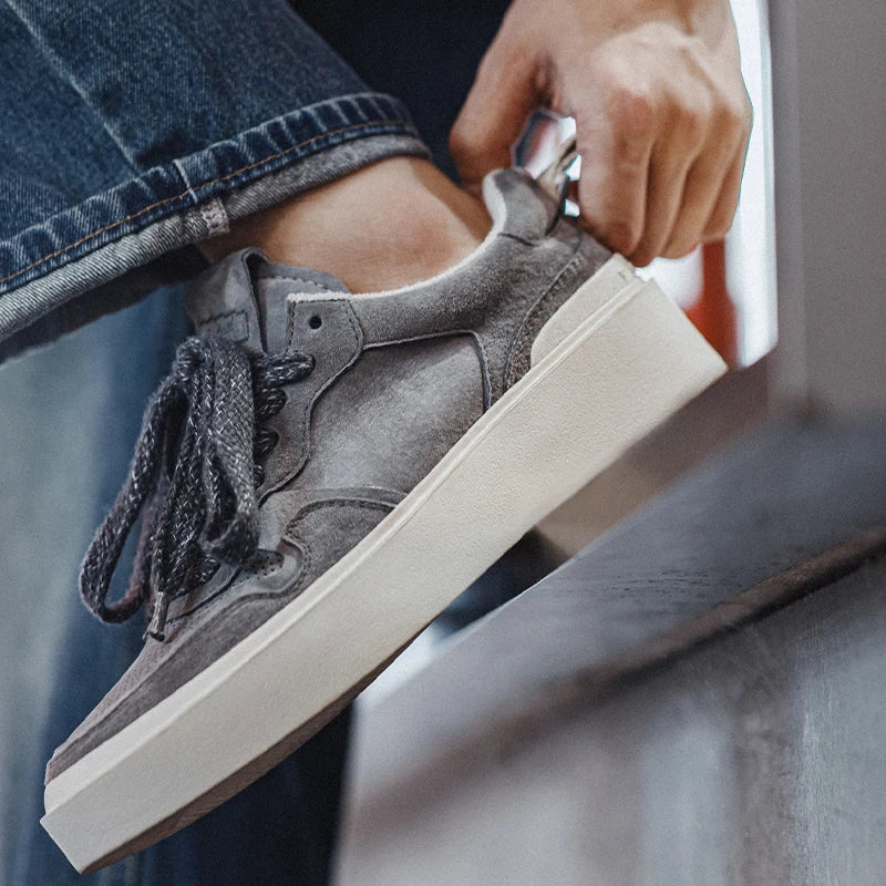 Maden 90s retro sapatos de skate masculino cinza sapatos casuais primavera e verão respirável versátil tênis rendas sola de borracha