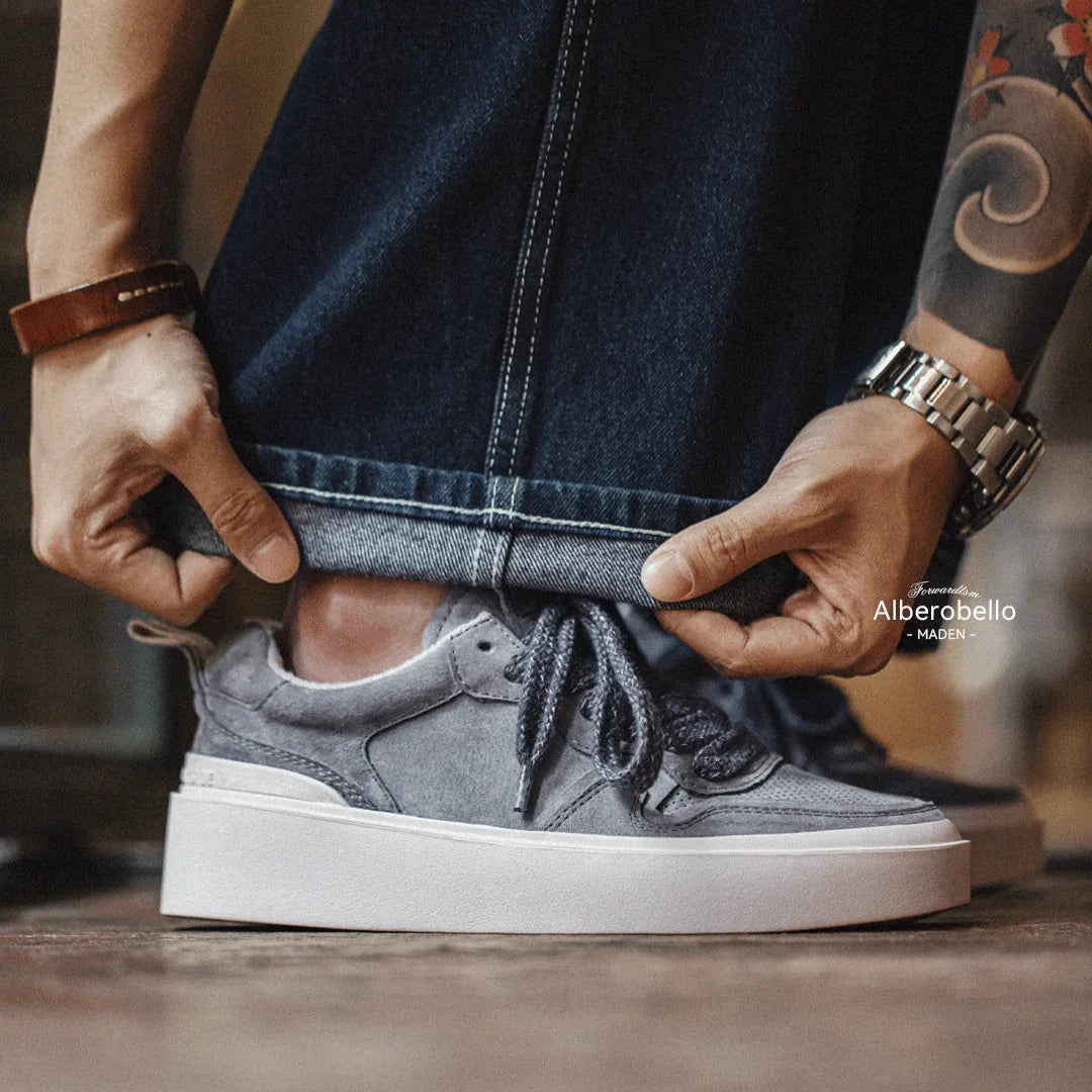 Maden 90s retro sapatos de skate masculino cinza sapatos casuais primavera e verão respirável versátil tênis rendas sola de borracha