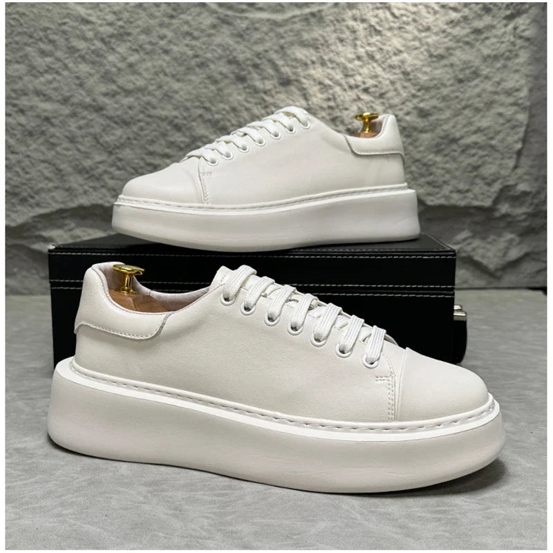 Sapatos casuais de couro para homens, tênis multifunções, tênis de skate, nova chegada