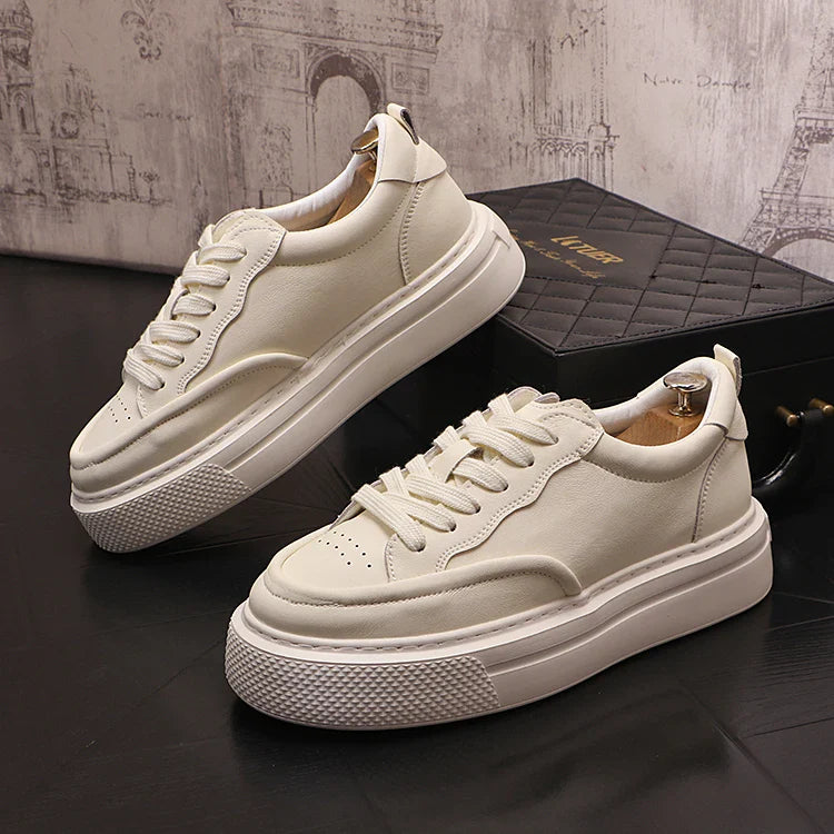 Sapatos casuais de skate masculino, sapatilhas brancas, nova moda, outono