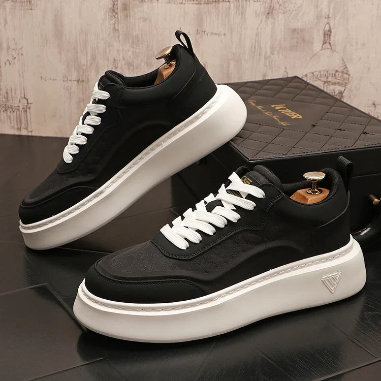 Sapato de couro casual masculino, tênis skate, sapatilhas, moda, novo