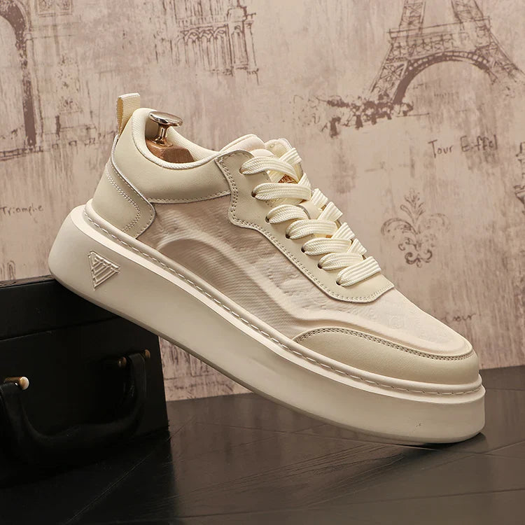 Sapato de couro casual masculino, tênis skate, sapatilhas, moda, novo