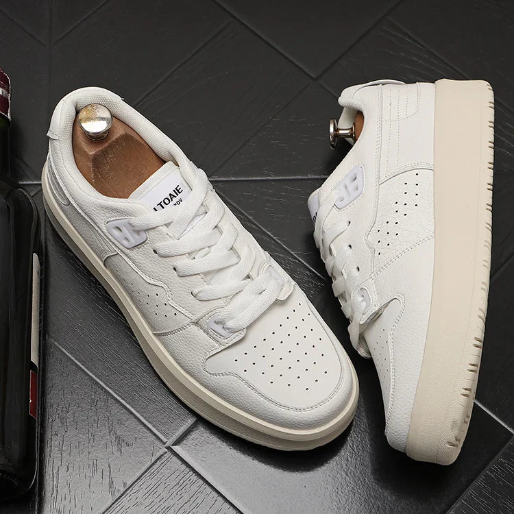 Sapatos de couro casual masculino, tênis da moda, tênis, novo