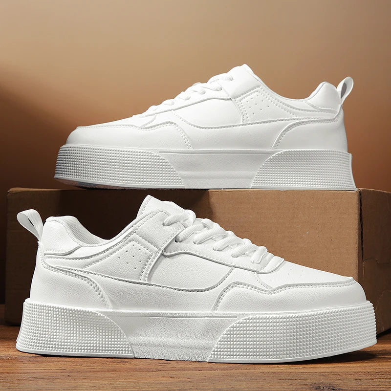 2024 tendência tênis masculinos plataforma de designer sapatos esportivos homens confortáveis sapato de skate de couro homem branco casual tênis 39-47