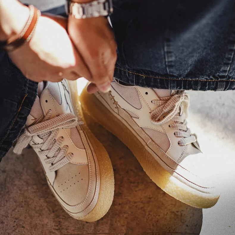 Sapatilhas Maden tridimensionais masculinas, calçados casuais versáteis, sapatos de elevação de sola grossa, respiráveis, desconstruídos, clássicos