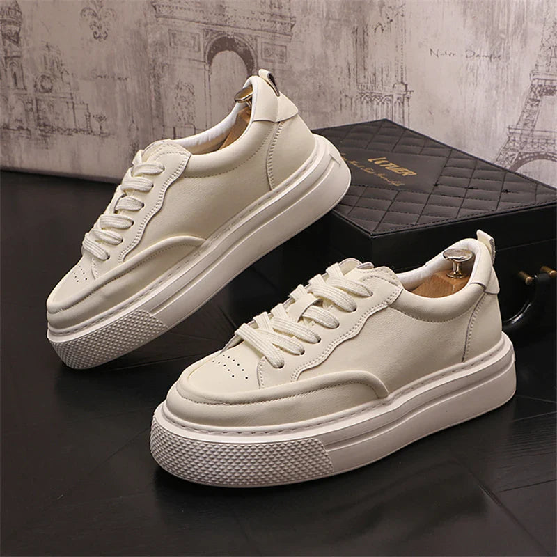 Sapatos casuais de skate masculino, sapatilhas brancas, nova moda, outono