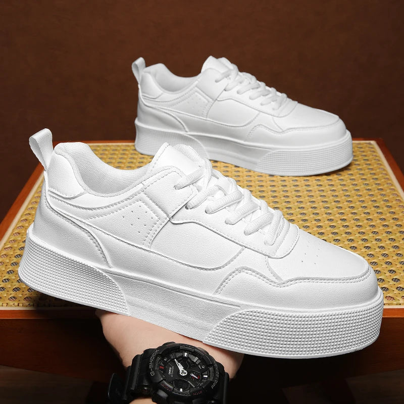 2024 tendência tênis masculinos plataforma de designer sapatos esportivos homens confortáveis sapato de skate de couro homem branco casual tênis 39-47