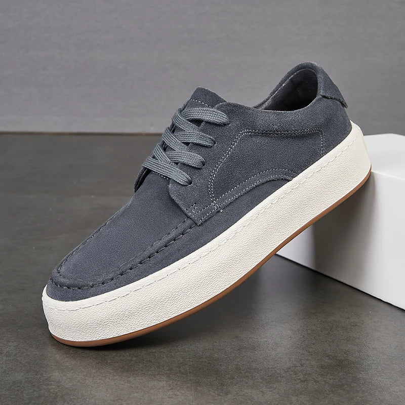 Calçado minimalista de couro de camurça masculino, calçado formal, tênis masculino, confortável, vulcanizar, alta qualidade, venda quente, moda