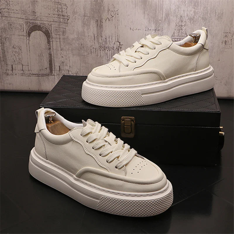 Sapatos casuais de skate masculino, sapatilhas brancas, nova moda, outono