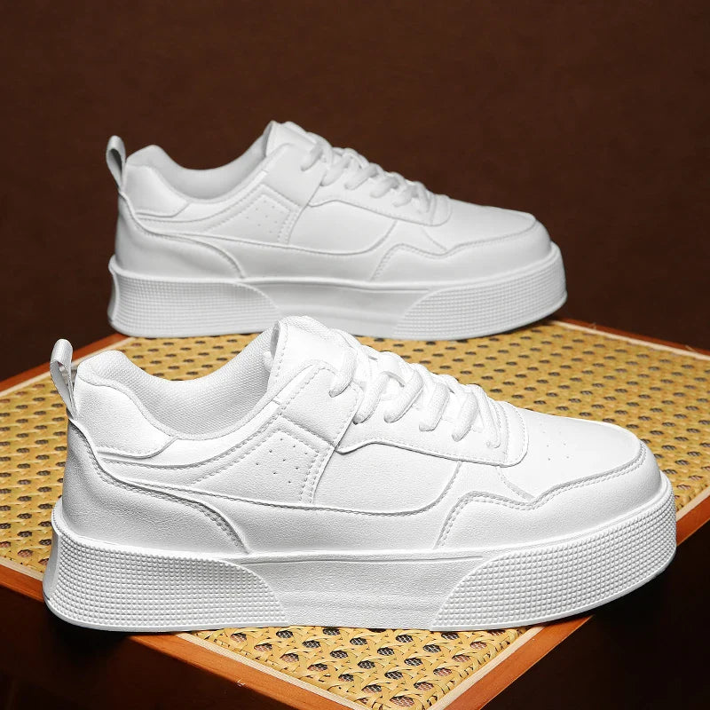 2024 tendência tênis masculinos plataforma de designer sapatos esportivos homens confortáveis sapato de skate de couro homem branco casual tênis 39-47