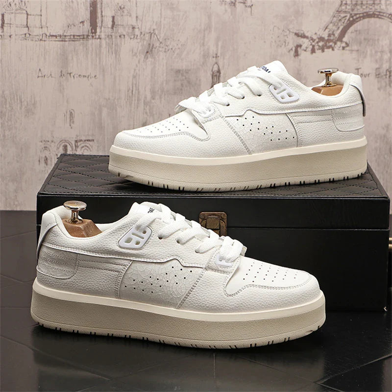 Sapatos de couro casual masculino, tênis da moda, tênis, novo