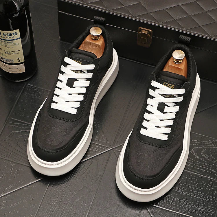 Sapato de couro casual masculino, tênis skate, sapatilhas, moda, novo