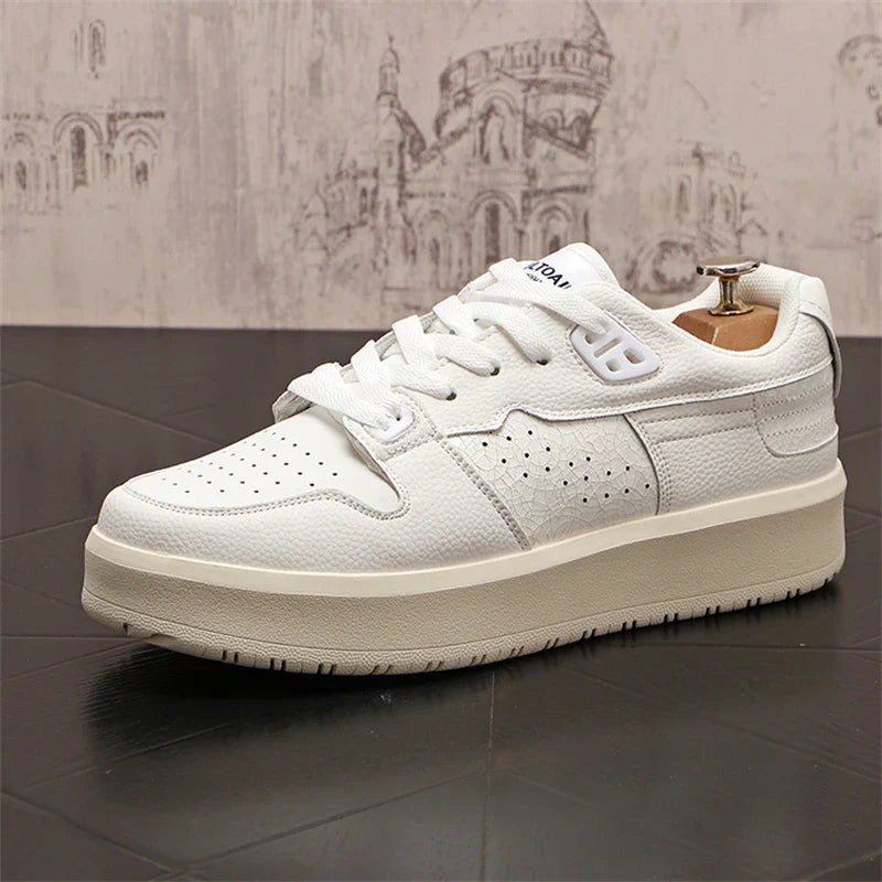 Sapatos de couro casual masculino, tênis da moda, tênis, novo