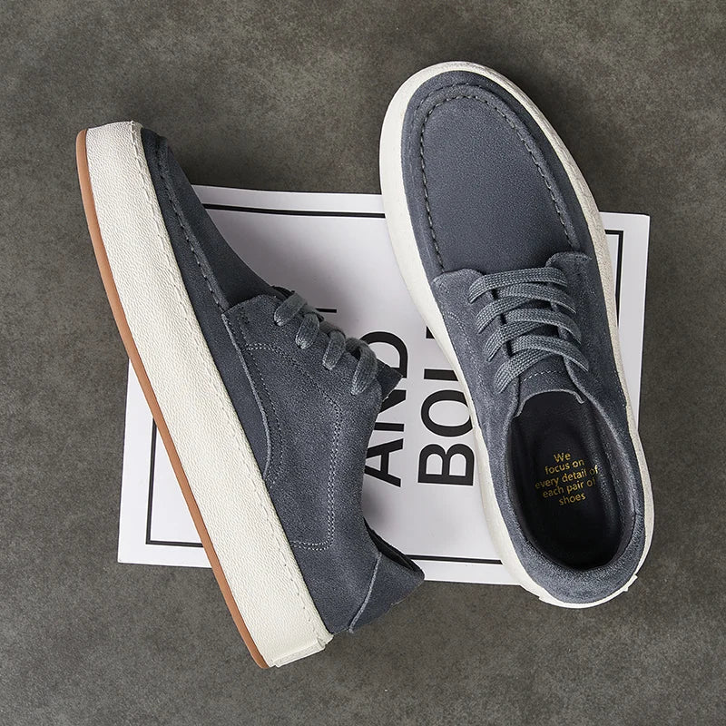 Calçado minimalista de couro de camurça masculino, calçado formal, tênis masculino, confortável, vulcanizar, alta qualidade, venda quente, moda