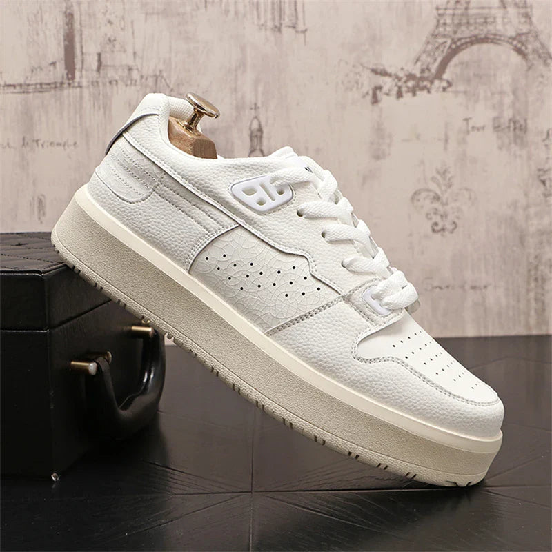 Sapatos de couro casual masculino, tênis da moda, tênis, novo