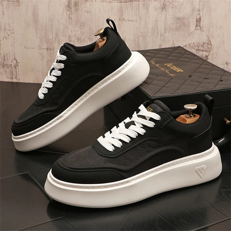 Sapato de couro casual masculino, tênis skate, sapatilhas, moda, novo