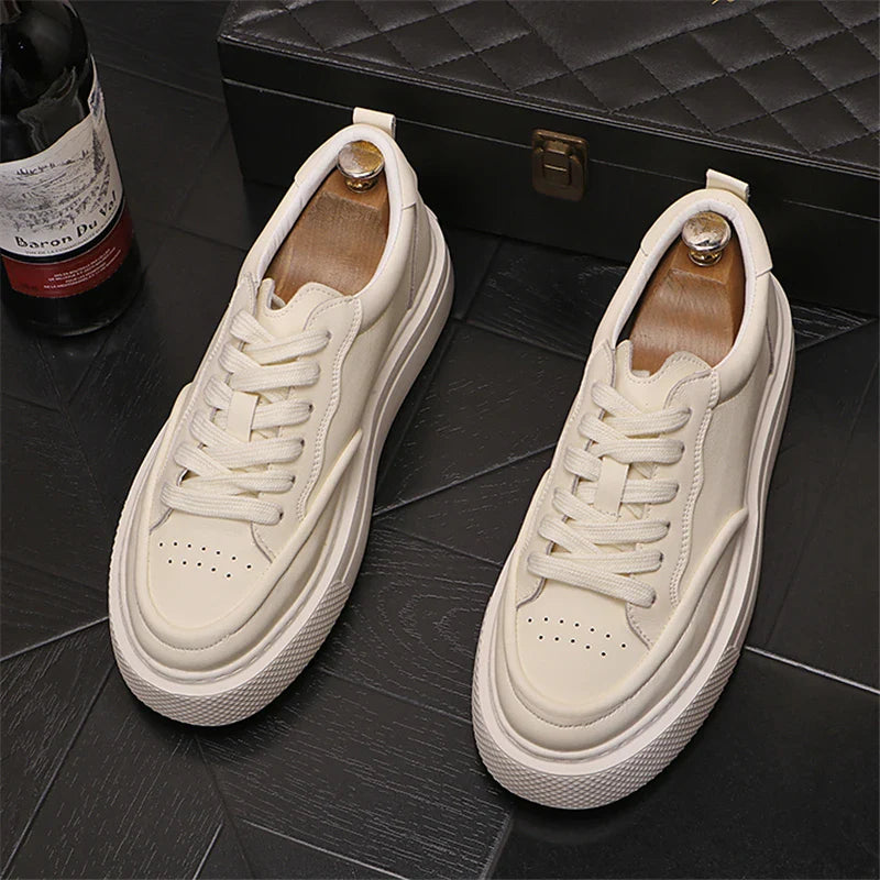 Sapatos casuais de skate masculino, sapatilhas brancas, nova moda, outono