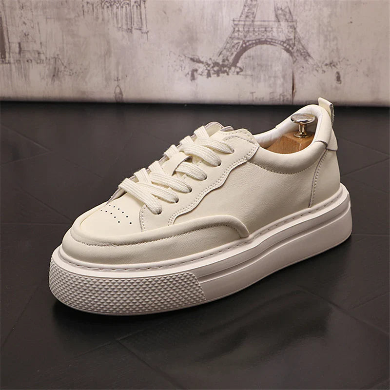 Sapatos casuais de skate masculino, sapatilhas brancas, nova moda, outono