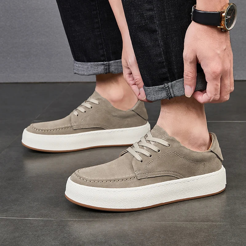 Calçado minimalista de couro de camurça masculino, calçado formal, tênis masculino, confortável, vulcanizar, alta qualidade, venda quente, moda