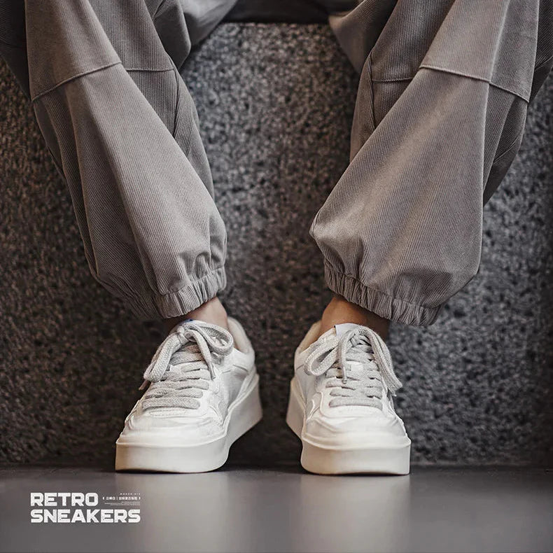Maden tênis retrô de seda personalizada para homens, tênis casuais de cano baixo e grosso, versátil e confortável, multicamadas, sapatos masculinos