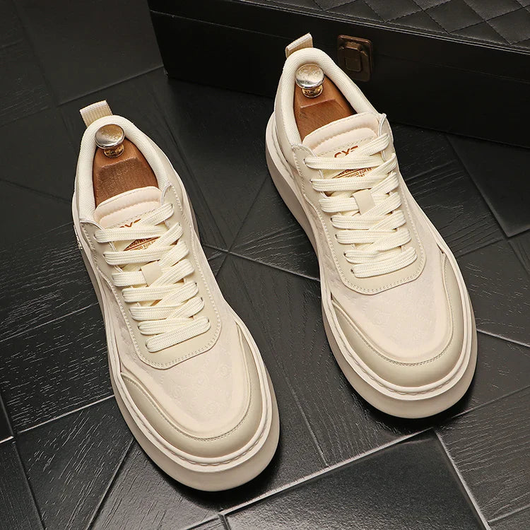 Sapato de couro casual masculino, tênis skate, sapatilhas, moda, novo