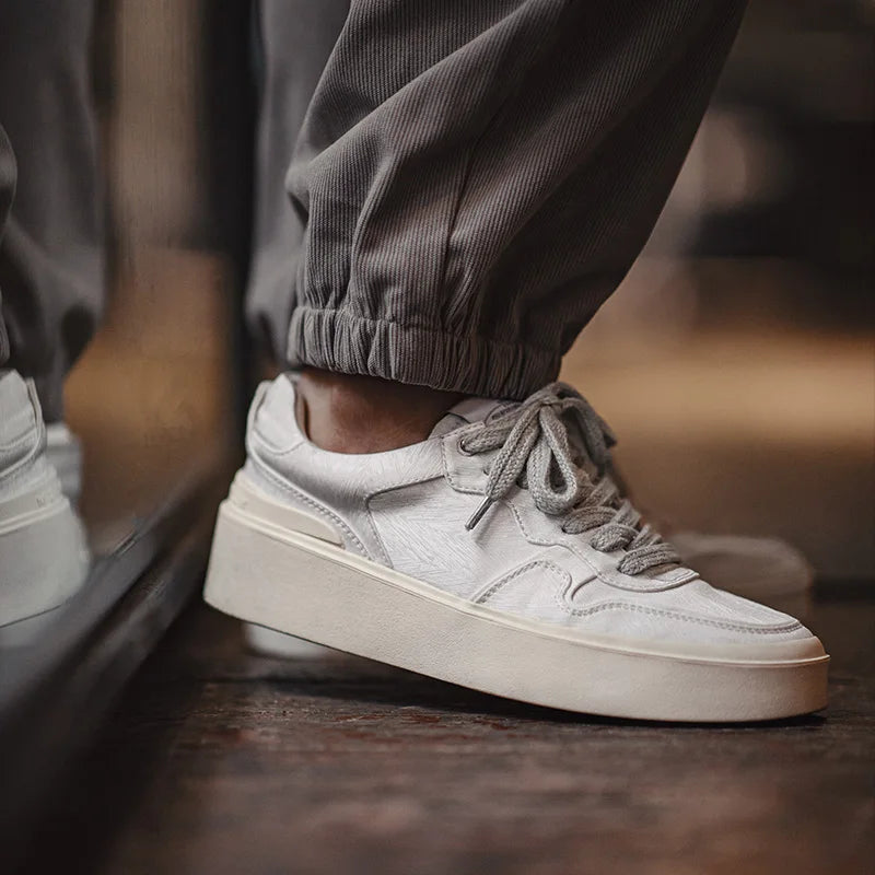 Maden tênis retrô de seda personalizada para homens, tênis casuais de cano baixo e grosso, versátil e confortável, multicamadas, sapatos masculinos