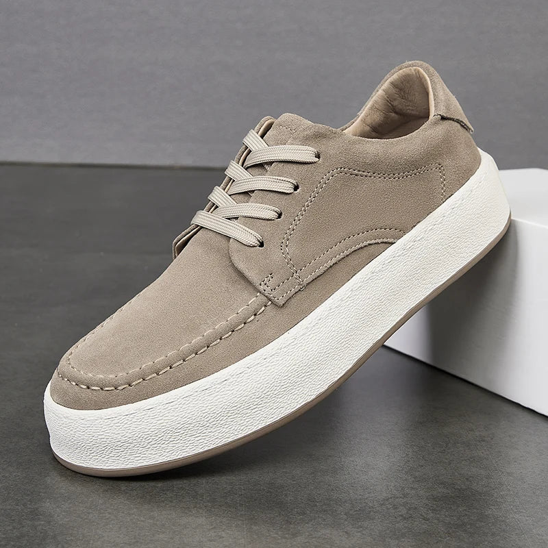 Calçado minimalista de couro de camurça masculino, calçado formal, tênis masculino, confortável, vulcanizar, alta qualidade, venda quente, moda