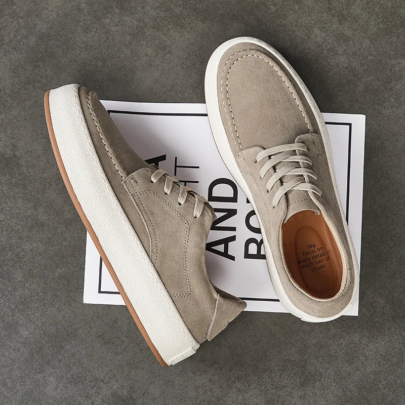 Calçado minimalista de couro de camurça masculino, calçado formal, tênis masculino, confortável, vulcanizar, alta qualidade, venda quente, moda