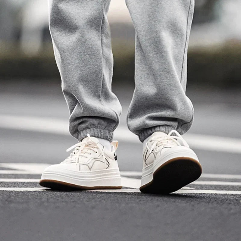 Maden nova chegada esportes skate masculino sapatos brancos sola grossa retro feminino sapatos masculinos