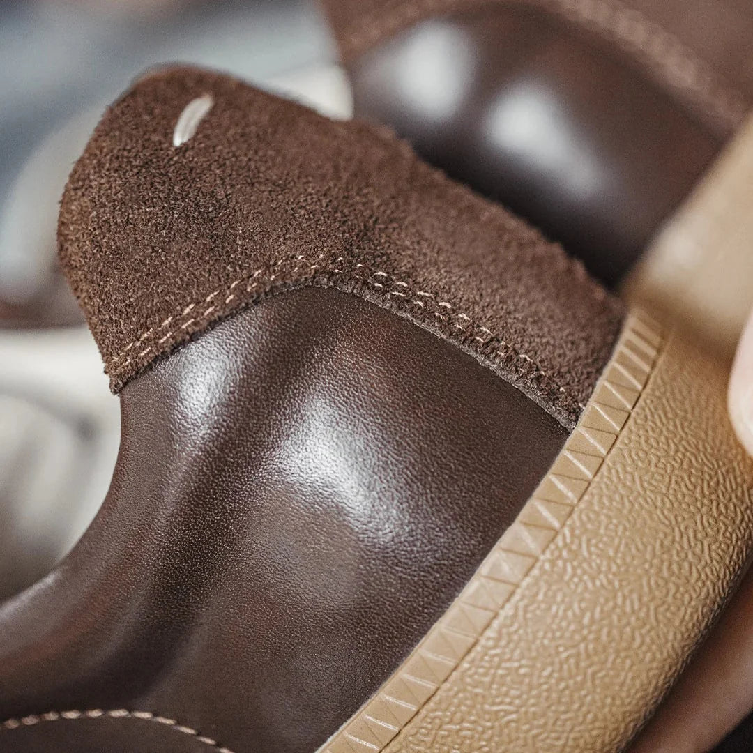 Maden novo clássico marrom emendado alemão treinador sapatos planos de cano baixo para outono e inverno masculino sapatos casuais de renda