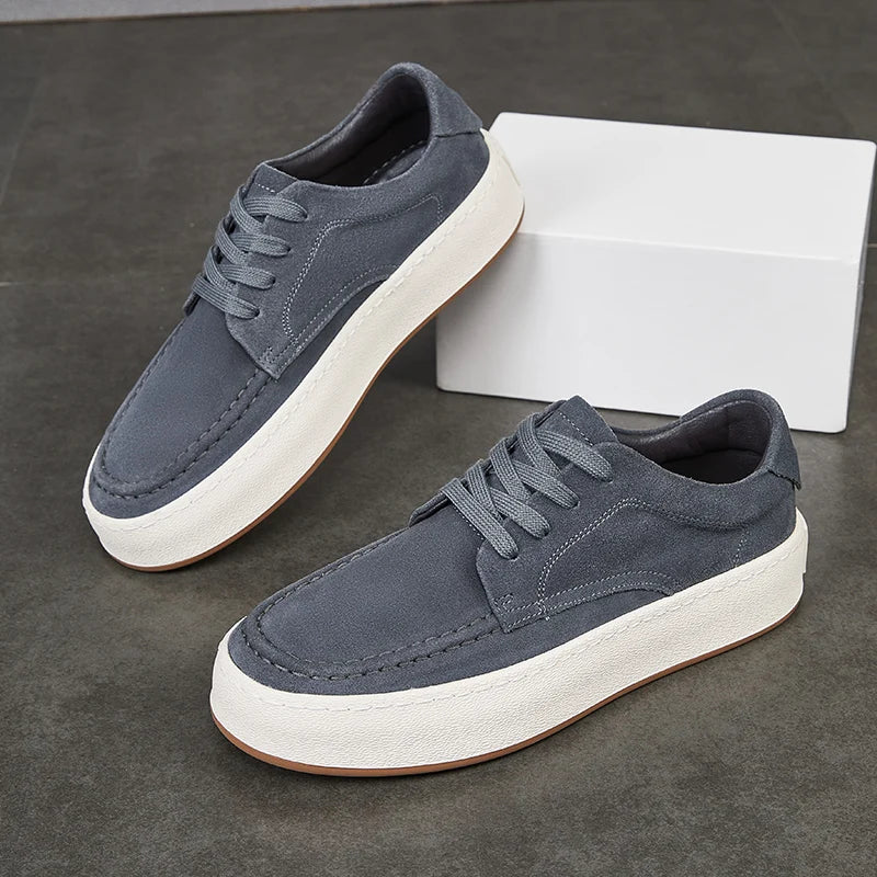 Calçado minimalista de couro de camurça masculino, calçado formal, tênis masculino, confortável, vulcanizar, alta qualidade, venda quente, moda