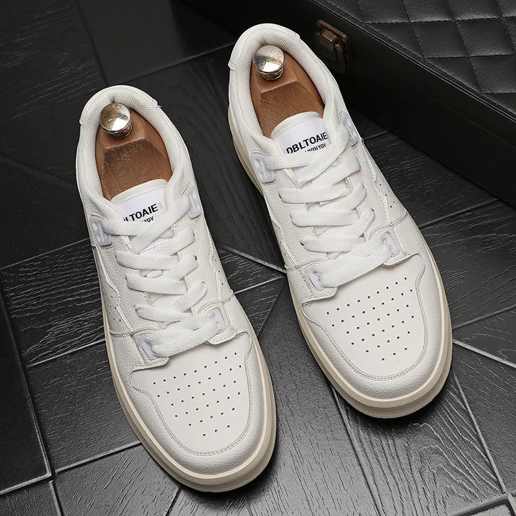 Sapatos de couro casual masculino, tênis da moda, tênis, novo
