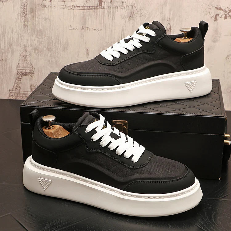 Sapato de couro casual masculino, tênis skate, sapatilhas, moda, novo