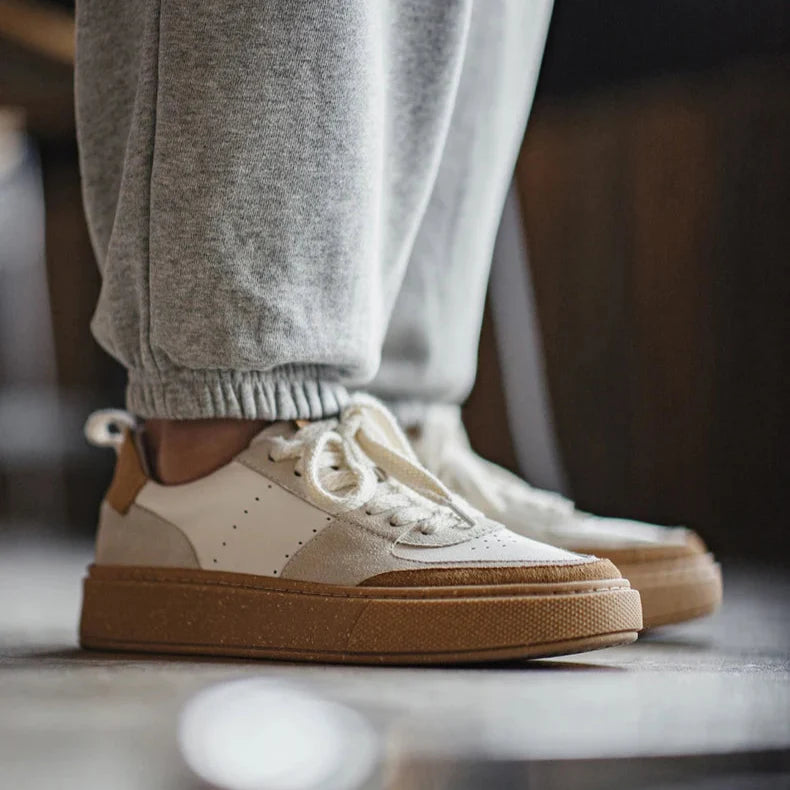 Maden masculino baixo superior casual respirável sapatos de skate fundo grosso sapatos versáteis cinza e branco retalhos sapatos sola de borracha