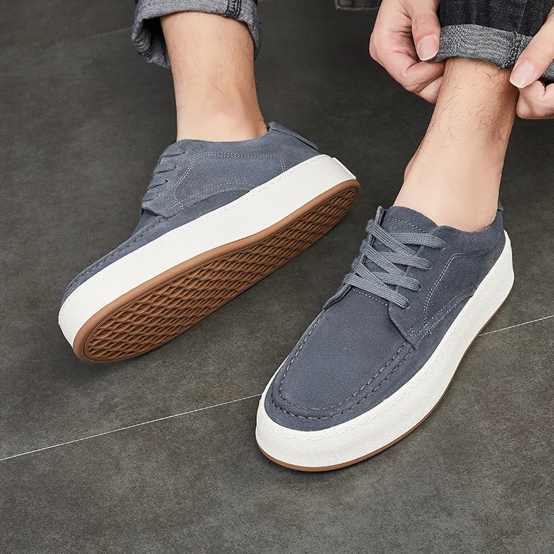 Calçado minimalista de couro de camurça masculino, calçado formal, tênis masculino, confortável, vulcanizar, alta qualidade, venda quente, moda