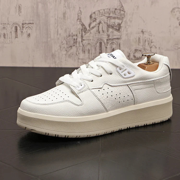 Sapatos de couro casual masculino, tênis da moda, tênis, novo