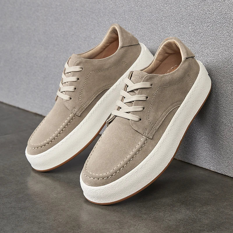 Calçado minimalista de couro de camurça masculino, calçado formal, tênis masculino, confortável, vulcanizar, alta qualidade, venda quente, moda