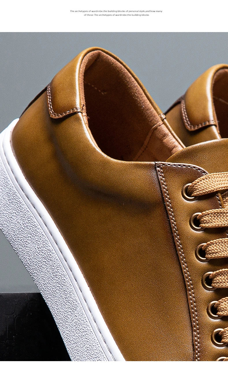 Novos homens casuais esportes sapatos vulcanizados confortáveis moda sapatos de couro de salto plano ao ar livre condução viagem sapatos de marca