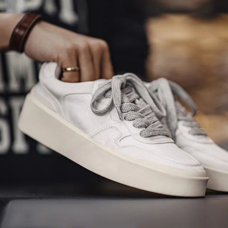 Maden tênis retrô de seda personalizada para homens, tênis casuais de cano baixo e grosso, versátil e confortável, multicamadas, sapatos masculinos