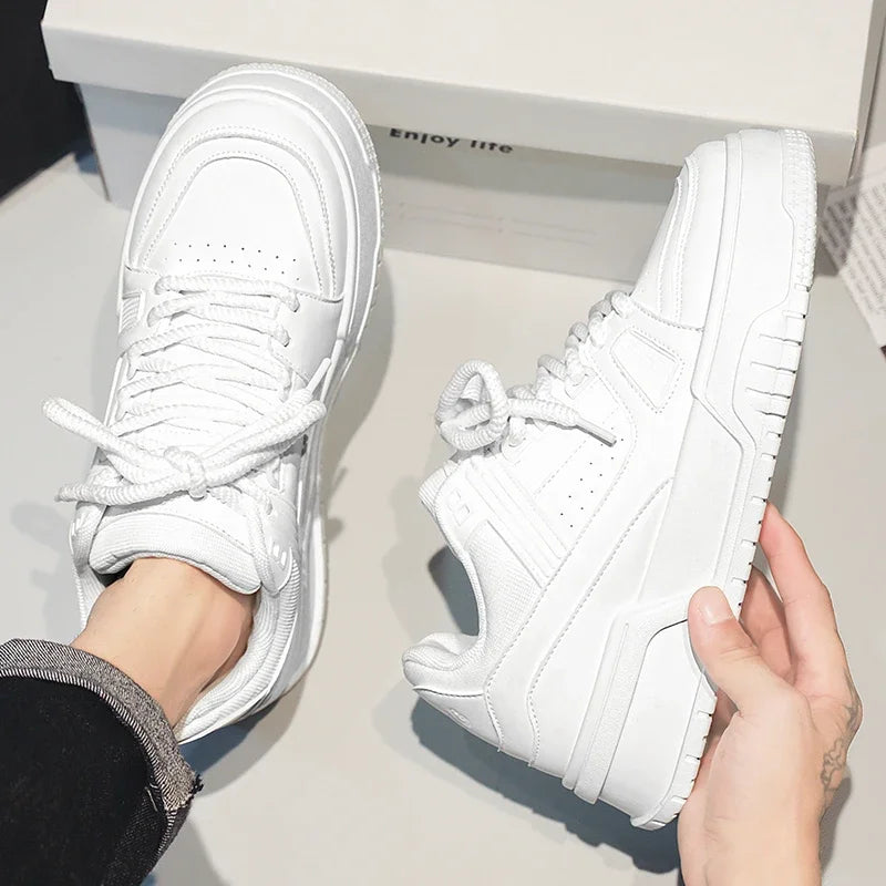 Sapatilhas de sola grossa masculina, sapatos esportivos brancos, respirável, leve, tênis de corrida, tênis, moda versátil